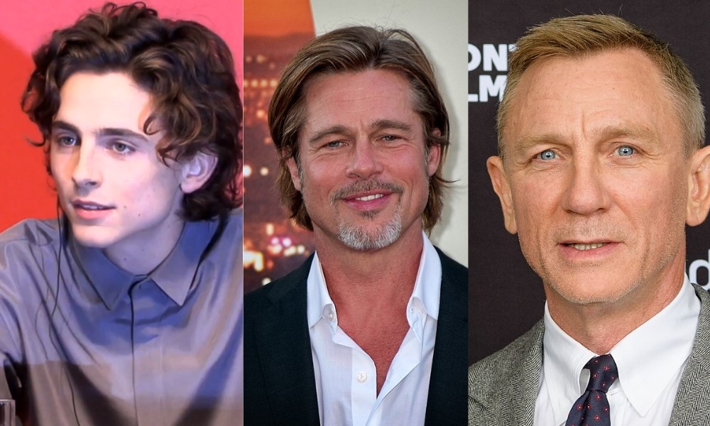Da sx Timothée Chalamet estate chiara, Brad Pitt estate soft e Daniel Craig estate fredda
