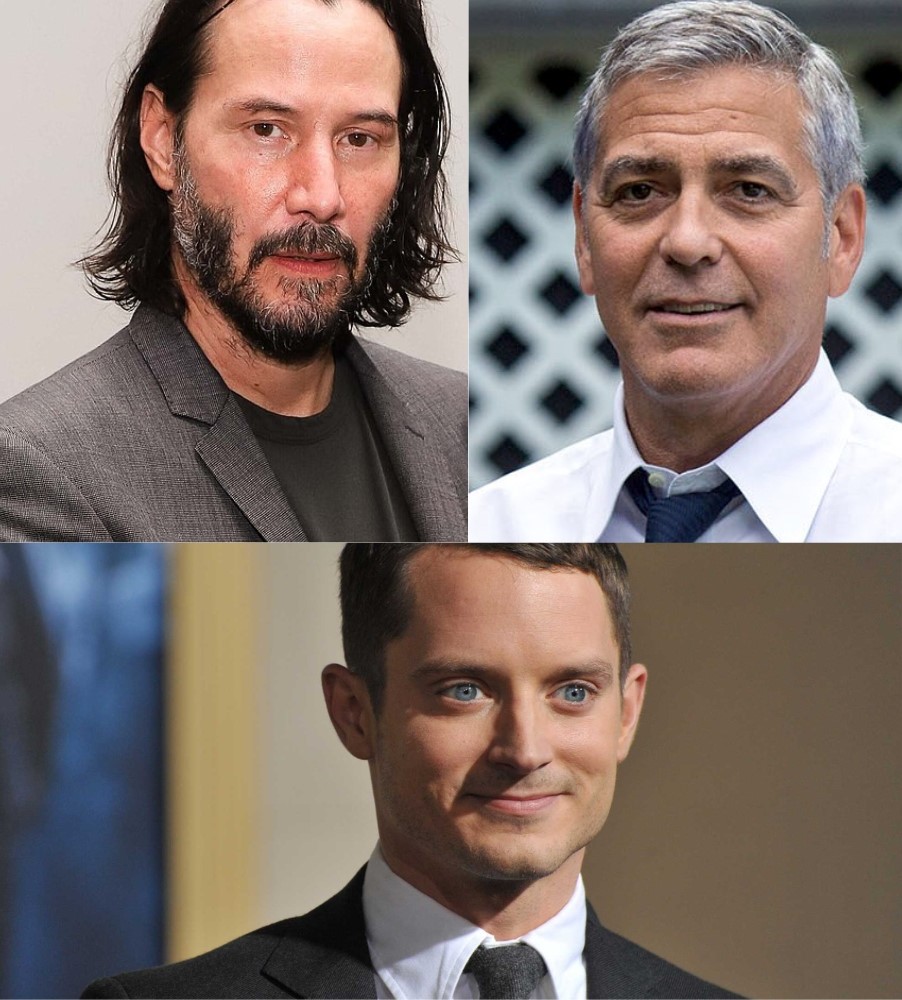 In alto a sx Keanu Reeves inverno freddo, accanto George Clooney inverno profondo e in basso Elijah Wood inverno brillante