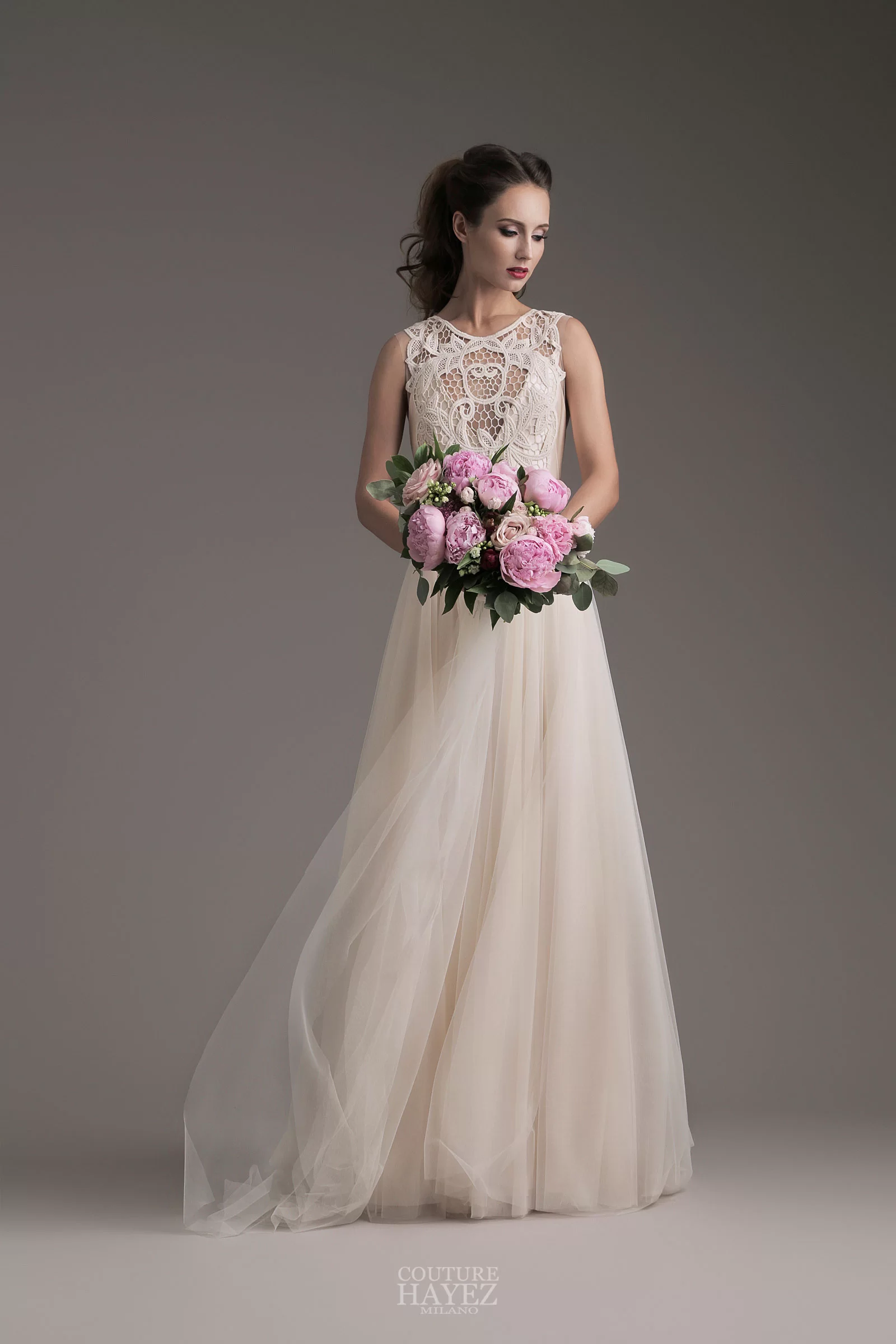 abito rosa cipria couture hayez 